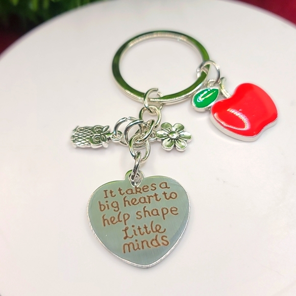Teacher or Aid, Student gift, purse charm Key Chain Apple - Picture 2 of 4